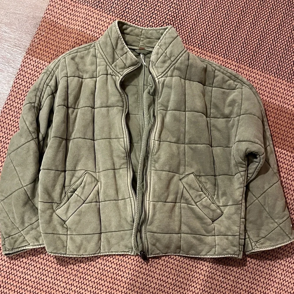 Free people dolman green quilted jacket - Picture 1 of 8